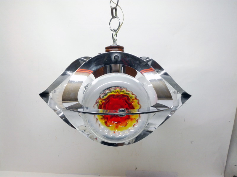 lampara techo 3tulipas inox madera alt 40 o60 1u